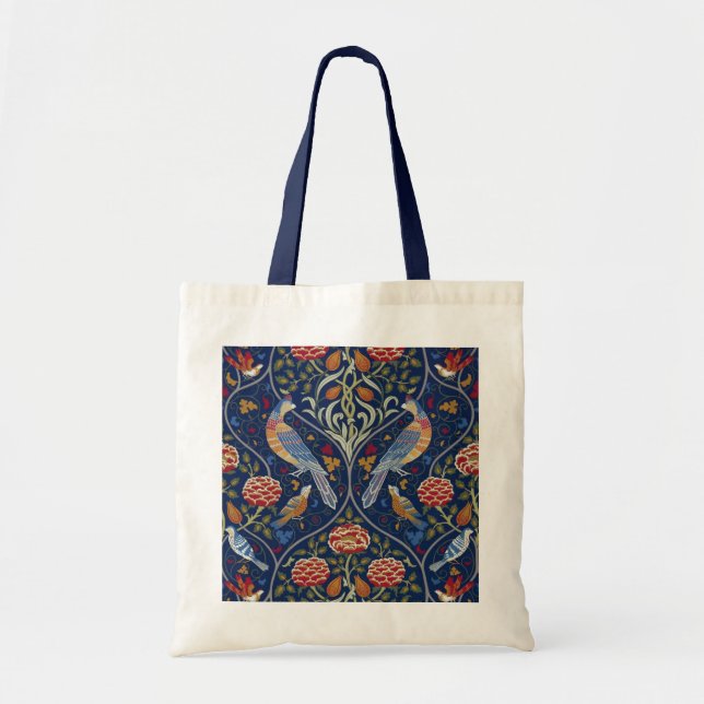 Bolsa Tote Aves e Flores, William Morris (Frente)