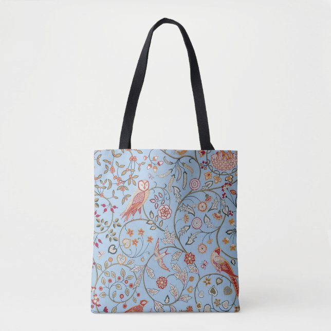 Bolsa Tote Aves e Flores, William Morris (Frente)