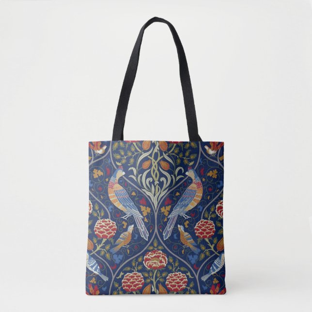 Bolsa Tote Aves e Flores, William Morris (Frente)