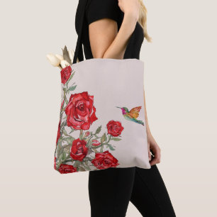 Bolsa Tote Aves e Rosas vermelhas