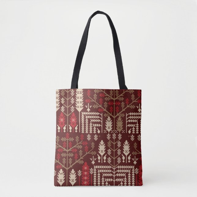 Bolsa Tote Aves Flores Azul Escuro Padrão (Frente)