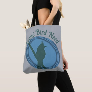 Bolsa Tote Aves Nerd Silhouette Cinza Azul