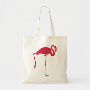 Bolsa Tote Aves Vintage, um Flamingo Rosa com uma Perna para 