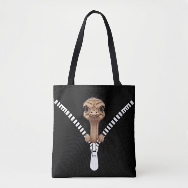Bolsa Tote Avestruz Engraçada Espiando (Frente)