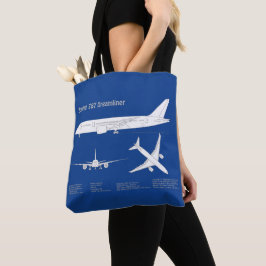 Bolsa Tote Avião 787 - Plano de desenho do avião ABD