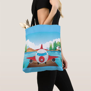 Bolsa Tote Avião Cartoon no Lago Diversão Viagem