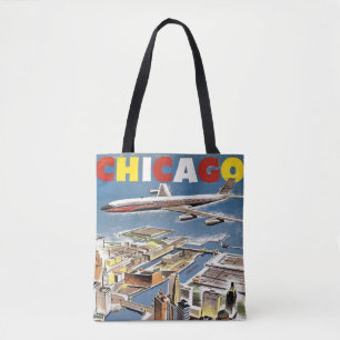 Bolsa Tote Avião de turismo de viagem de Vintage Retro Chicag