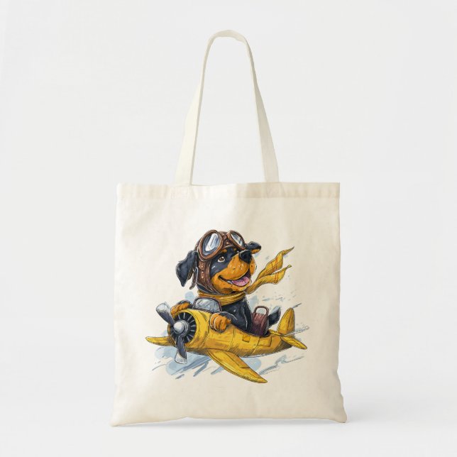 Bolsa Tote Avião-piloto de cães rottweiler (Frente)