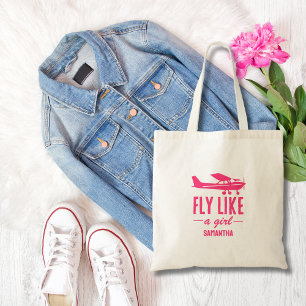 Bolsa Tote Avião Rosa Fofo Voa Como Uma Garota Aviação Femini