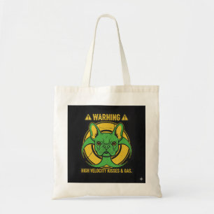 Bolsa Tote Aviso Bulldog Francês Gás e Beijos Perigo Desig