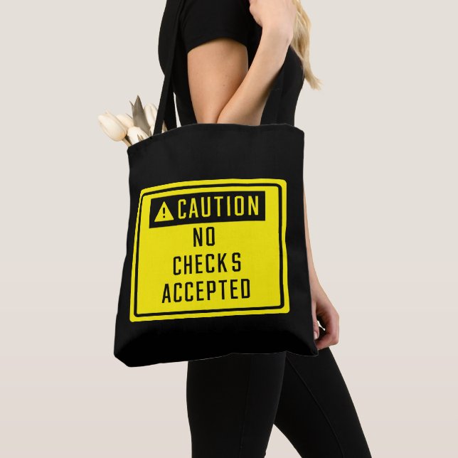 Bolsa Tote Aviso Sem Verificações Sinal Aceito (Close Up)