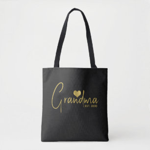 Bolsa Tote Avó Estabeleceu Novo Presente de Avó Dourado Preto