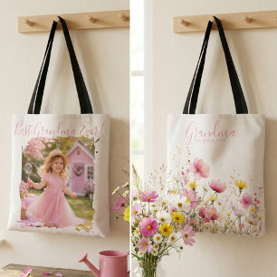 Bolsa Tote Avó Flor Silvestre Rosa