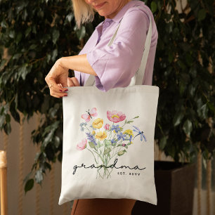 Bolsa Tote Avó Wildflower Elegante Minimalista
