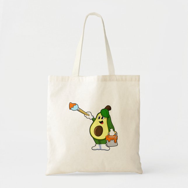 Bolsa Tote Avocado como Pintor com Pincel de Tinta (Frente)