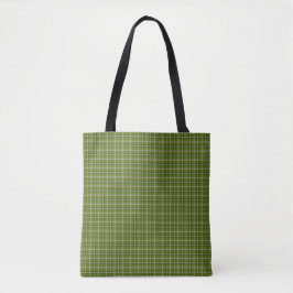 Bolsa Tote Avocado Green Plaid Windowpane Pattern Retro