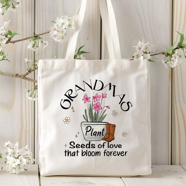 Bolsa Tote Avós Plantam Sementes De Amor, Flor Moderna De Tre (Criador carregado)