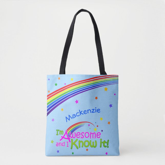 Bolsa Tote AWESOME e eu o conhecemos com o Rainbow no LIGHT B (Frente)