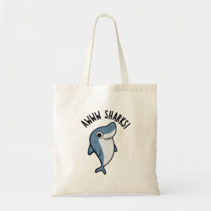 Bolsa Tote Awww Sharks Funny Animal Pun