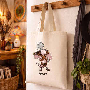 Bolsa Tote Axolote Com Um Machado Arte Alternativa Bárbara