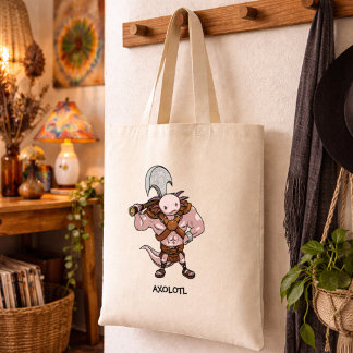 Bolsa Tote Axolote Com Um Machado Arte Alternativa Bárbara