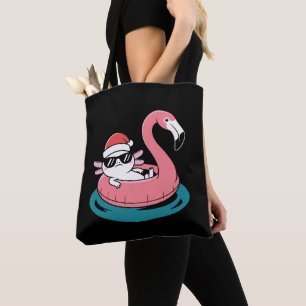 Bolsa Tote Axolote de Natal Chapéu do Papai Noel Flamingo Boi
