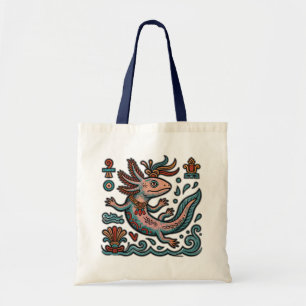 Bolsa Tote Axolotl Asteca Xolotl pedra erodida tribal boho ar