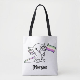 Bolsa Tote Axolotl bonito com Sinalizador de Orgulho Genderfa
