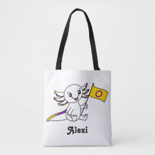 Bolsa Tote Axolotl bonito com sinalizador de orgulho intersex