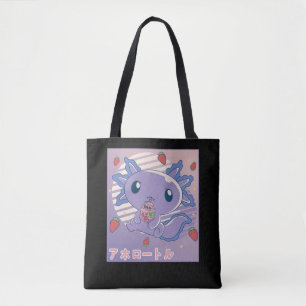 Bolsa Tote Axolotl Strawberry Milk Retro Kawaii Japão Axolotl