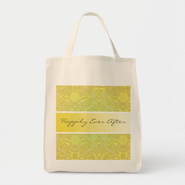 Bolsa Tote Azeite e Casamento tema damasco Dourado (Frente)