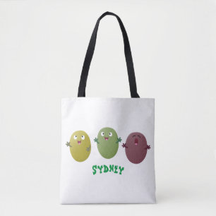 Bolsa Tote Azeitonas agradáveis, bonitas, cantando cartoon