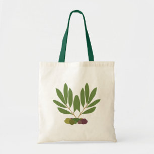 Bolsa Tote Azeitonas e ramos minimalistas.
