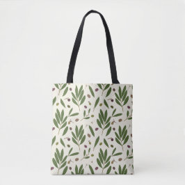 Bolsa Tote Azeitonas e ramos minimalistas - padrão uniforme.