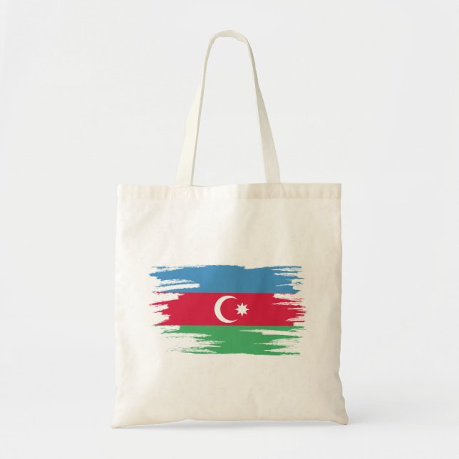 Bolsa Tote Azerbaijão Flag Brush Art (Frente)