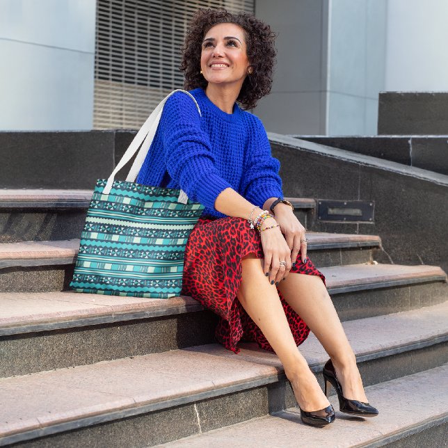 Bolsa Tote Aztec etnia azul (Criador carregado)