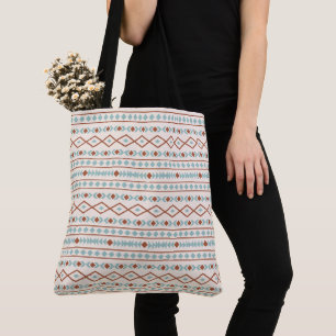 Bolsa Tote Aztec Formas Padrão Rust Teal Cream