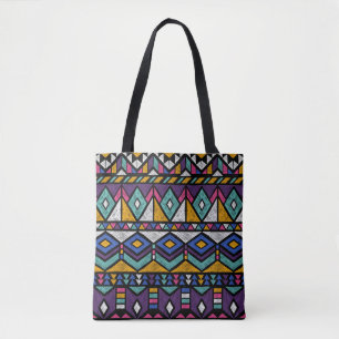 Bolsa Tote Aztec Geométrico Tribal: Padrão Vintage Colorido
