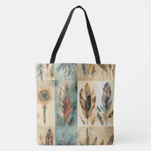 Bolsa Tote Aztec Penas Tribais Medicina Stick