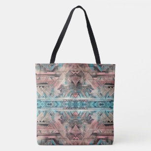Bolsa Tote Aztec Sudoeste Pastel Cor-De-Rosa E Azul