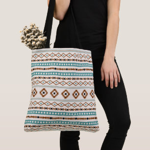 Bolsa Tote Aztec Teal Terracotta Black Cream Padrão Misto