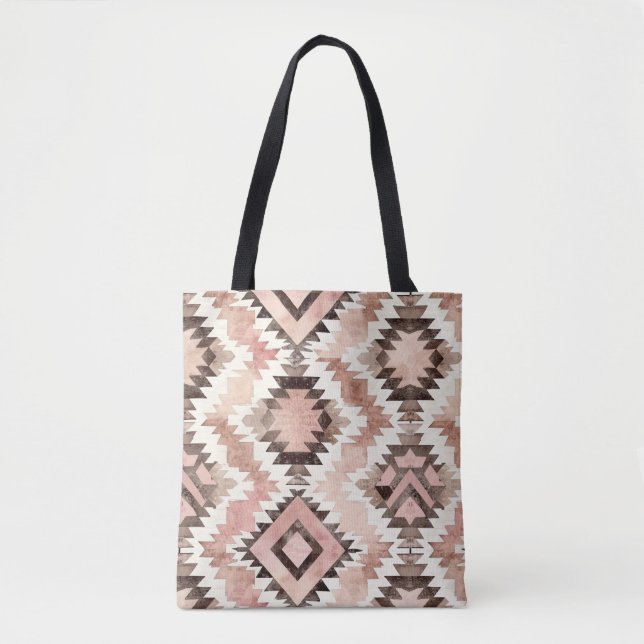 Bolsa Tote Azteca Marrom Rosa    (Frente)