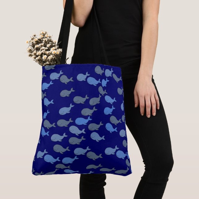 Bolsa Tote Azul-baleias-do-mar (Close Up)
