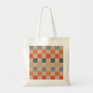 Bolsa Tote Azul bege Laranja Castanho Marrom Verificado Padrã