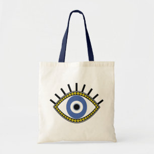 Bolsa Tote Azul, boa sorte, proteção grega contra o mau 