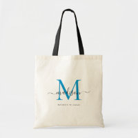 Azul Brilhante Monograma Preto Elegante Nome Scrip