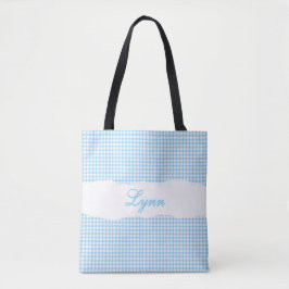 Bolsa Tote Azul Clássico e Ginga Branco | Nome Personalizado