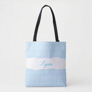 Bolsa Tote Azul Clássico e Ginga Branco Nome Personalizado