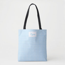 Bolsa Tote Azul Clássico e Ginga Branco | Nome Personalizado