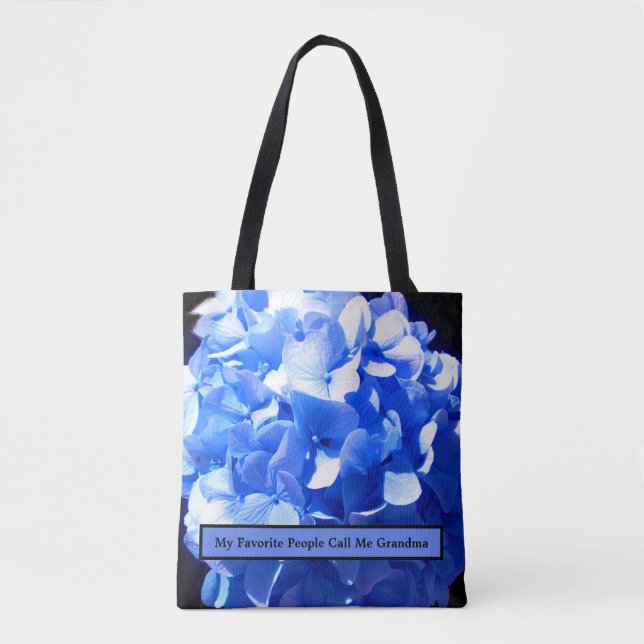 Bolsa Tote Azul cobalto floral elegante hortênsias azuis (Frente)